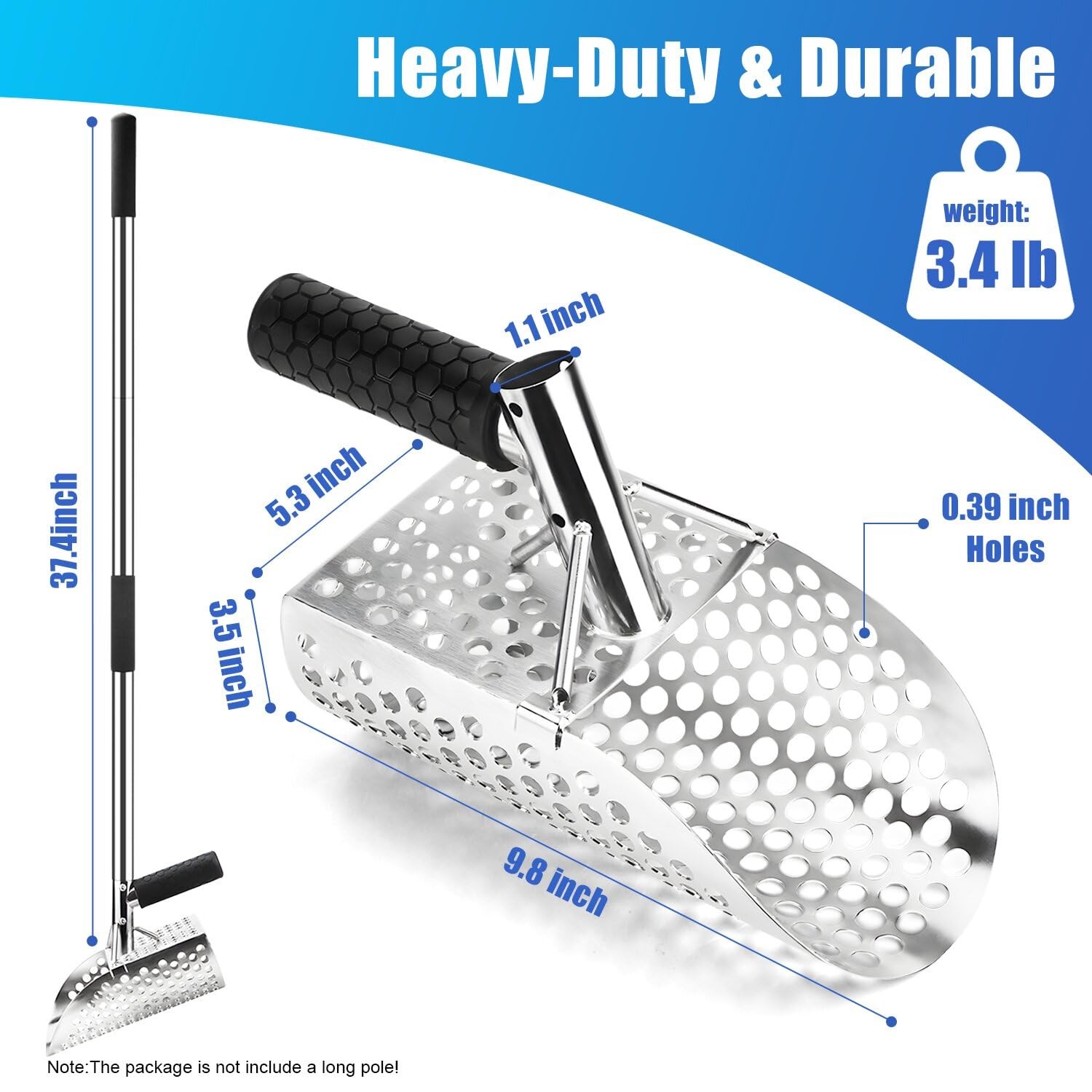 Sand Scoop for Metal Detecting,Heavy Duty Stainless Steel Metal Detecting Sand