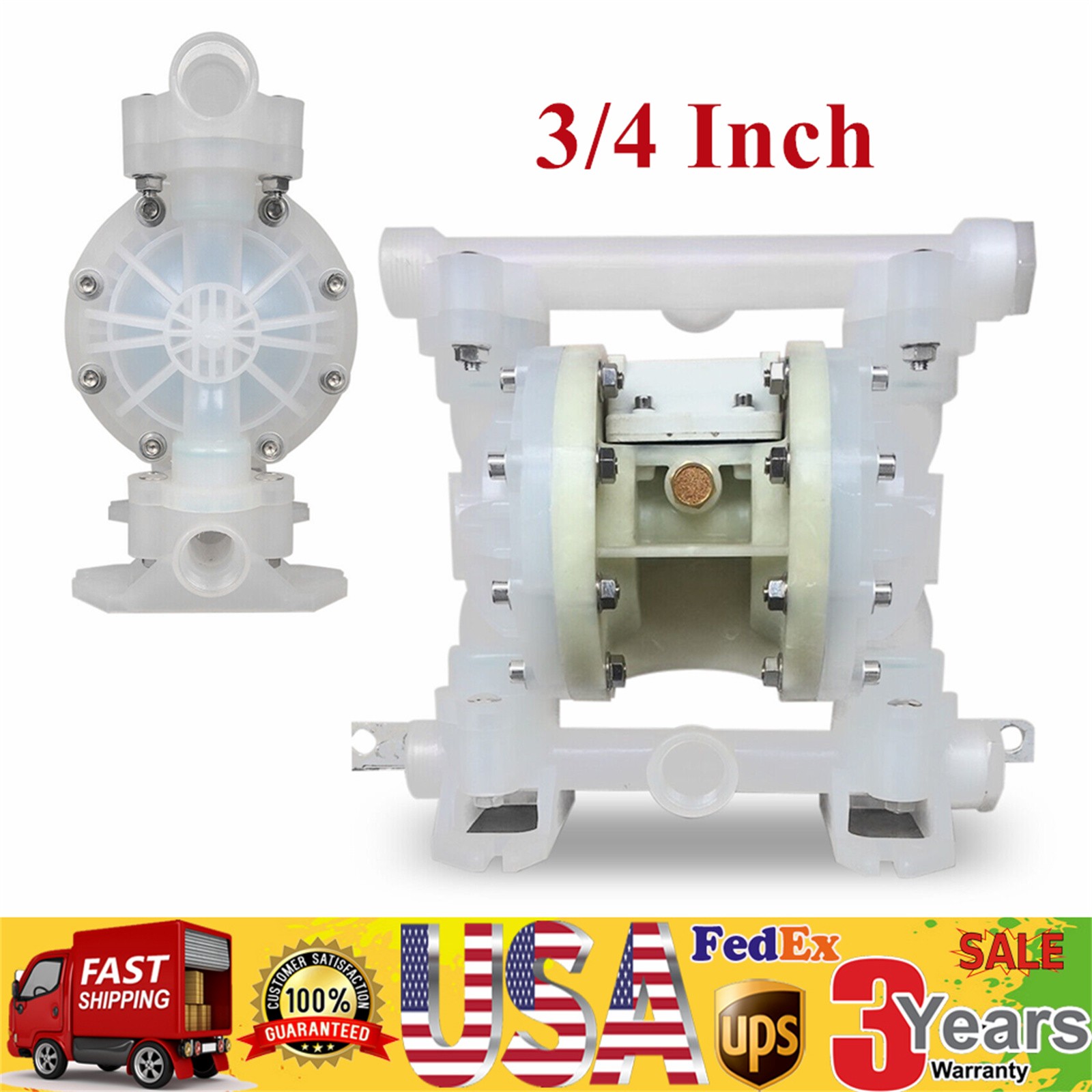 Chemical Air-Operated Double Diaphragm Pump Ind trial 0.5inch Inlet & Outlet