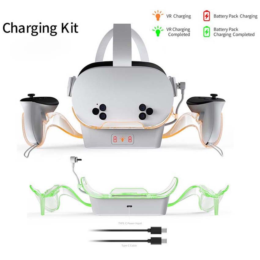 VR Headset Charging Dock Charger for Meta Quest 2/3/3S VR Controller Stand Combo