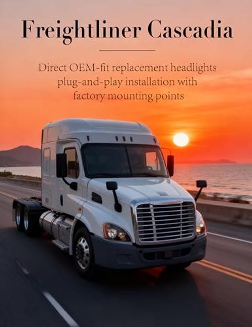 Headlight Replacement for Freightliner Cascadia 2008 2009 Black Front Right