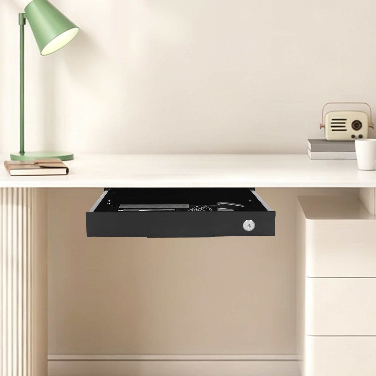 Under Desk Mounted Sliding Pull-out Drawer Drawer Storage Organizer For Office