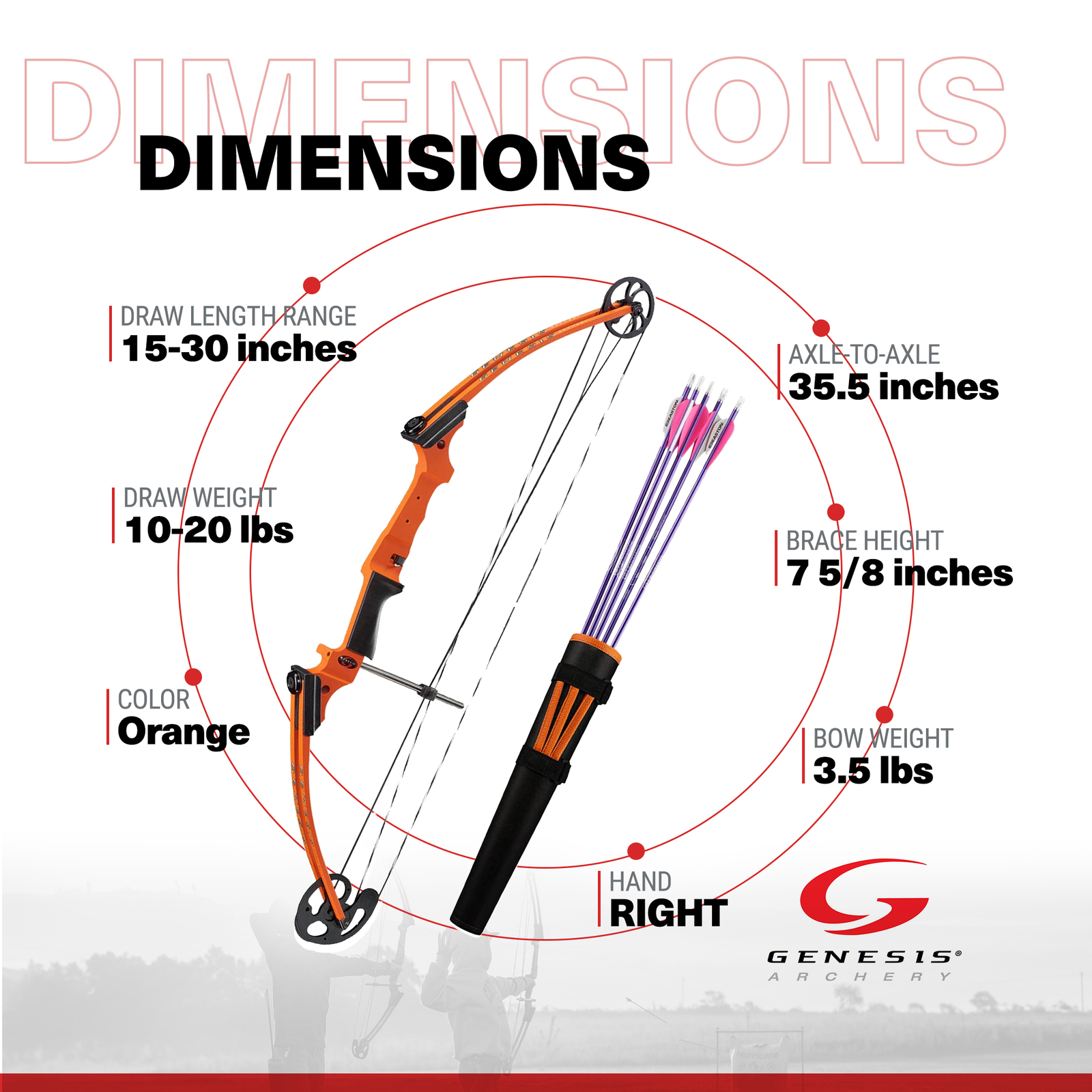 Genesis 10472 Original 35.5-Inch Lightweight Aluminum Righthand Bow, Orange