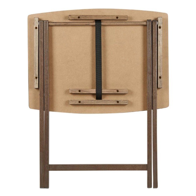 Rustic Gray Oversized Tray Table - Indoor Folding Design, 26" x 23.6" x 17.7"