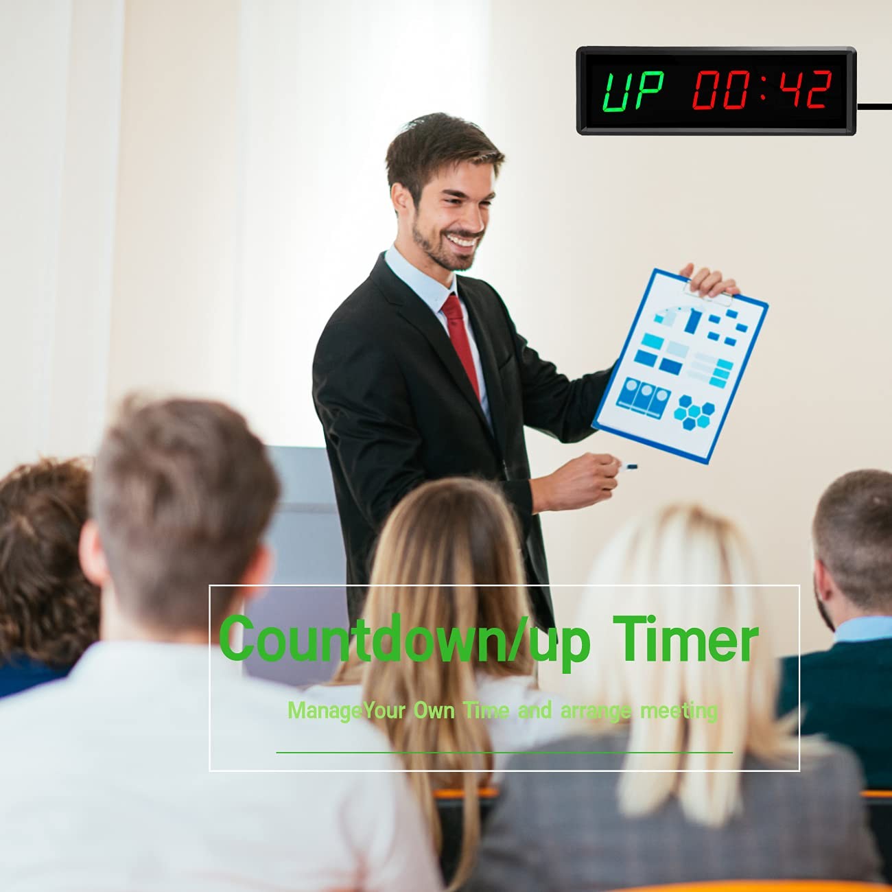 BTBSIGN LED Interval Timer Count Down/Up Clock Stopwatch with Remote for Home...