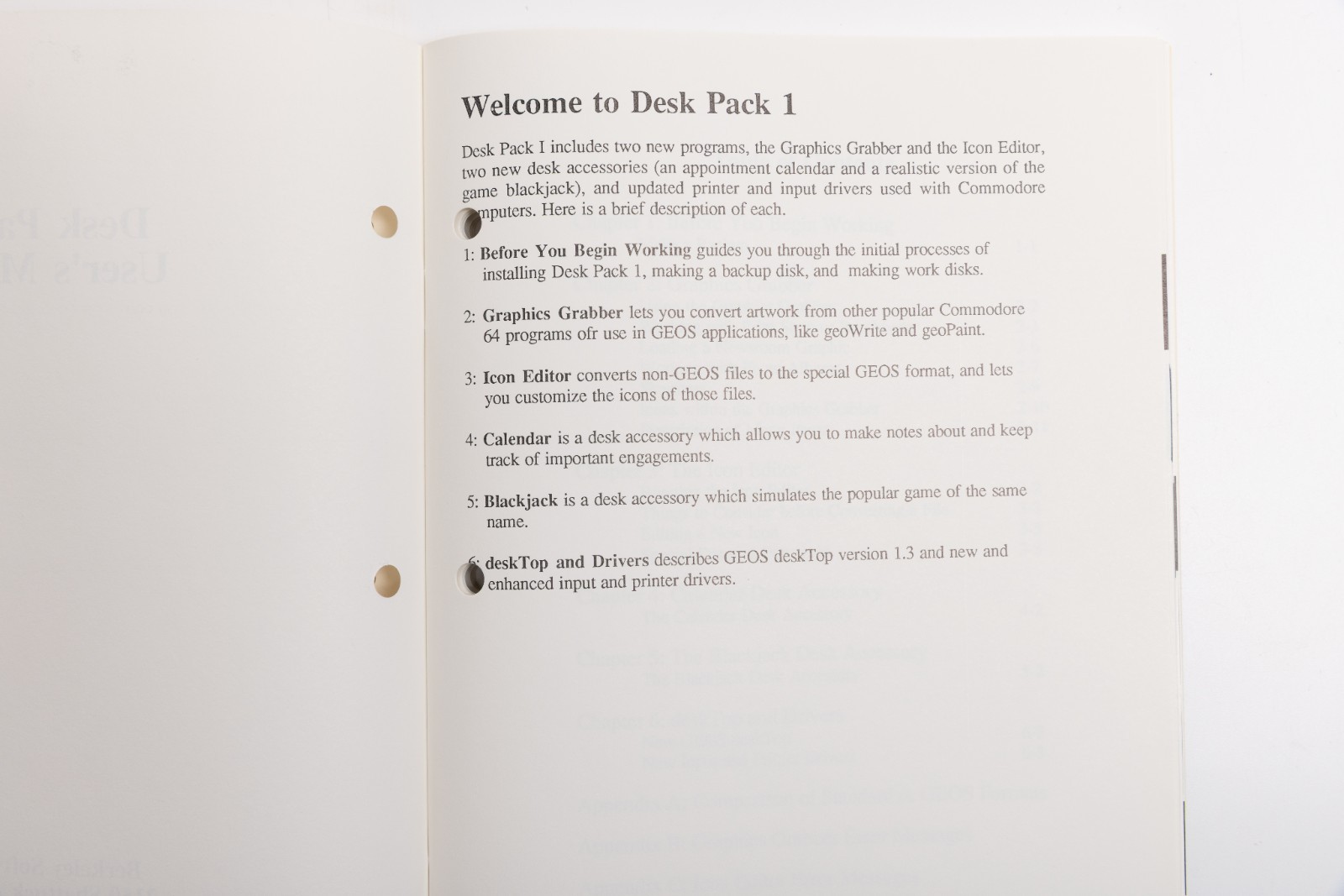 Berkley Softworks Desk Pack 1 GEOS Applications Software Commodore 64 128