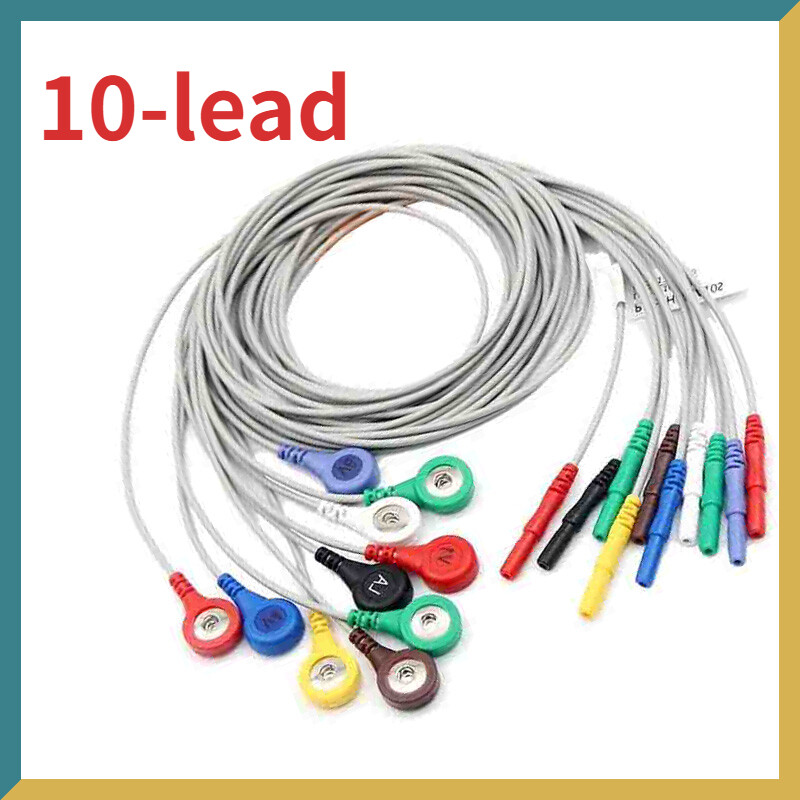 10-Lead ECG/EKG wire Snap Holter Recorder ECG Patient Monitor Universal Cable