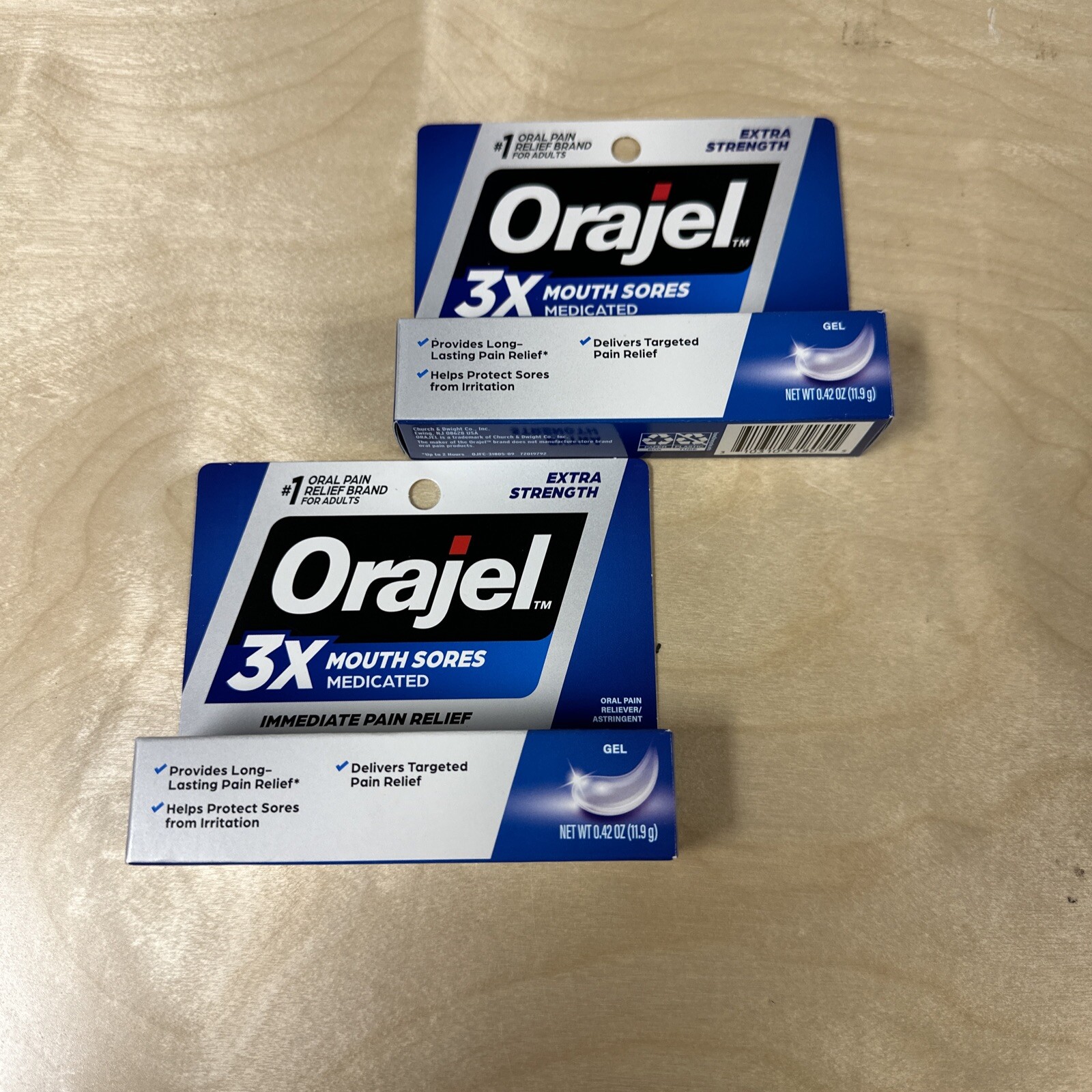 2- Orajel 3X for Mouth Sores Maximum Strength Pain Relief  Gel Tube 0.42 Ounce