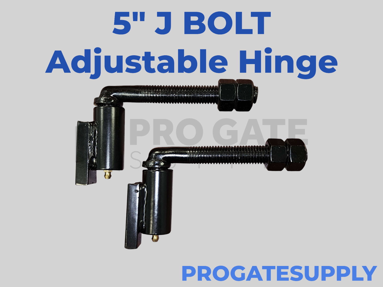 J-Bolt Gate Hinge 5" Heavy Duty 5/8" Adjustable Barrel 1 Pair (2 QTY)