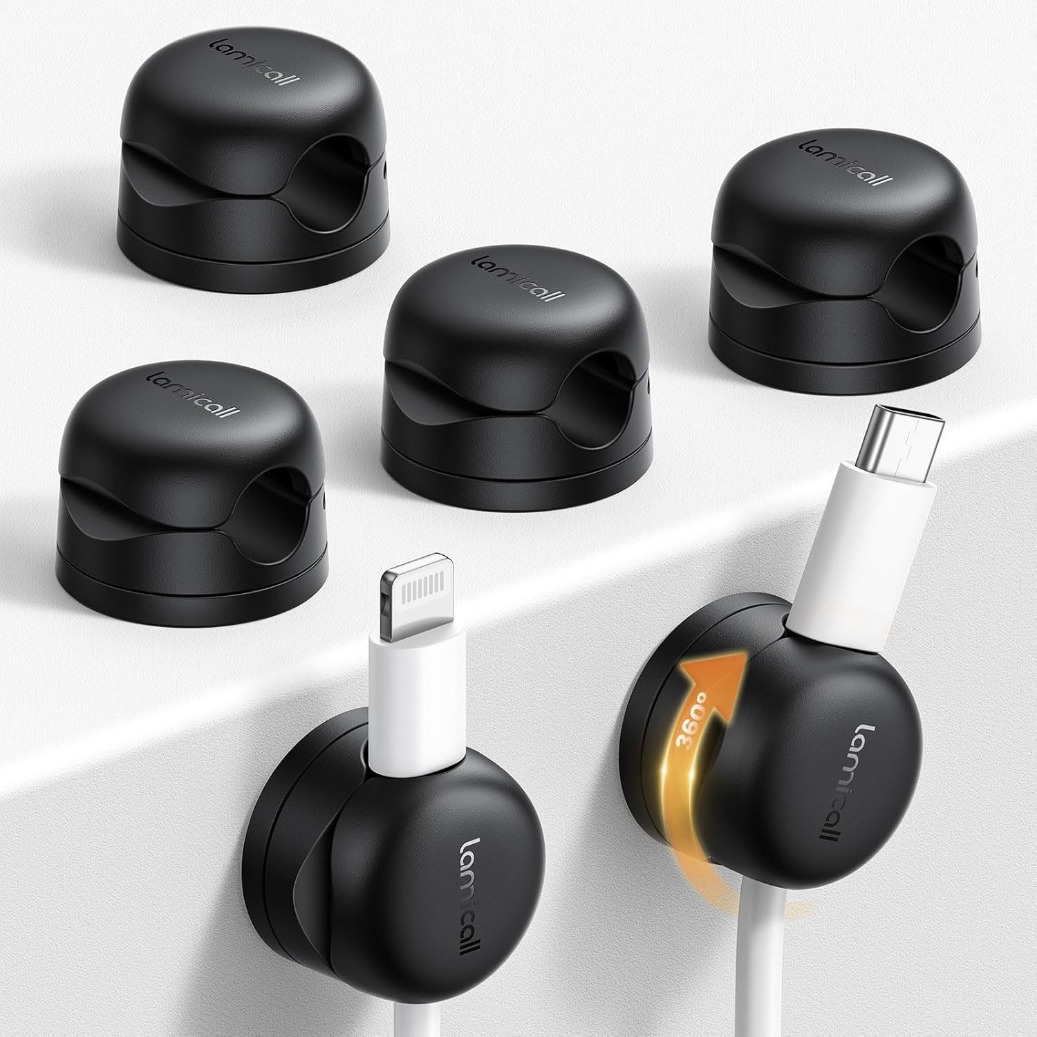 6 Pack Rotatable Cord Organizer, 1s Lock Spring Cable Holder Clips | Nightstand