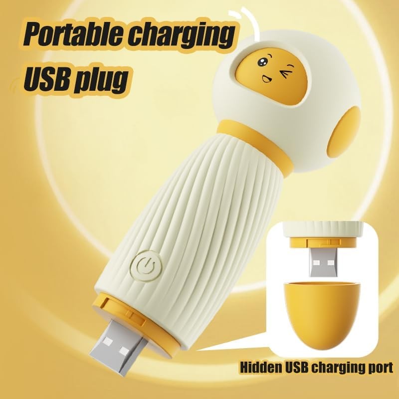 Cute Cartoon Mini Massager - Handheld USB Rechargeable & Quiet - 10 Patterns Per