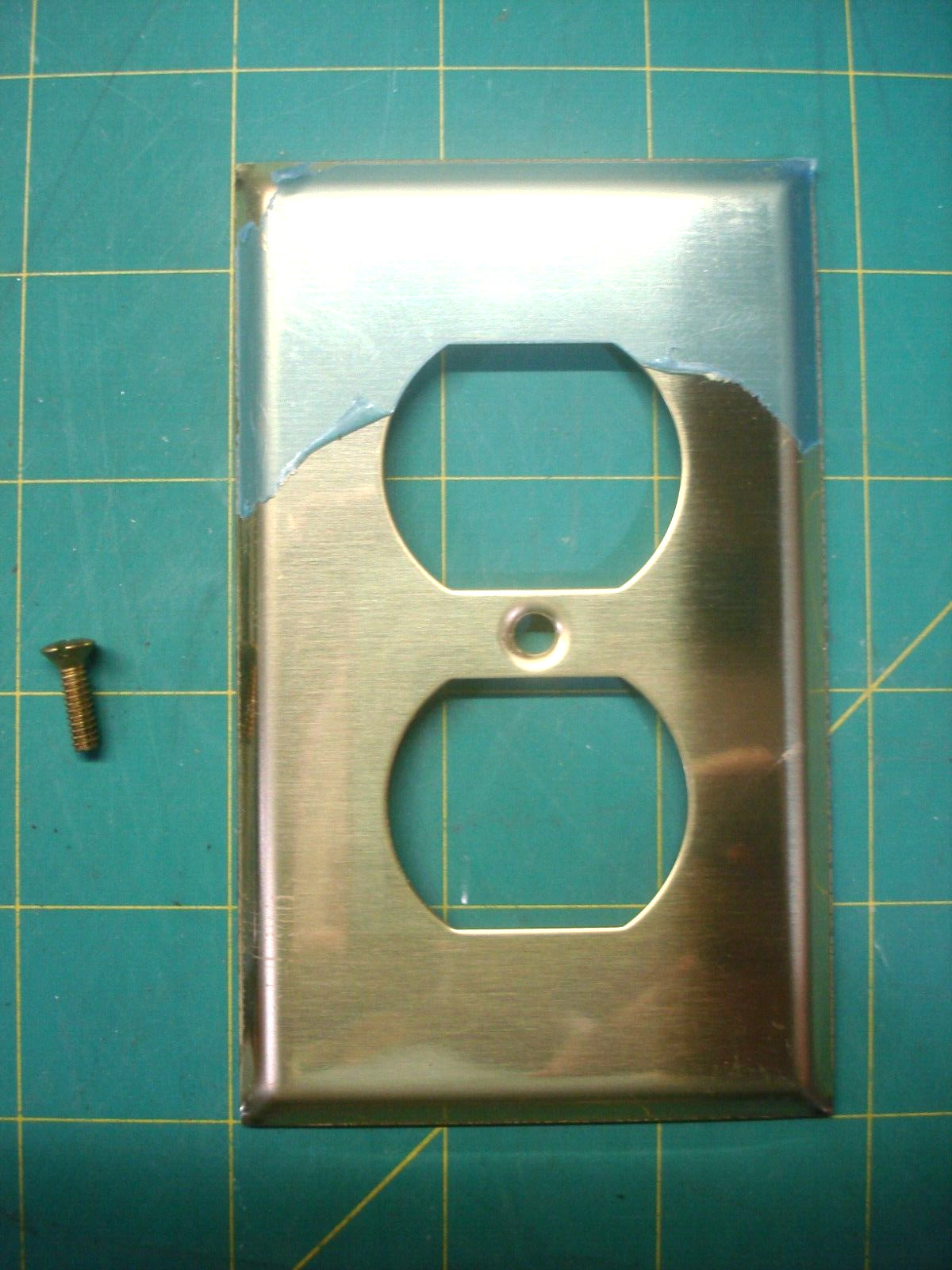 BRASS OUTLET COVER & SCREW THICK SOLID VERY WELL MADE NOS