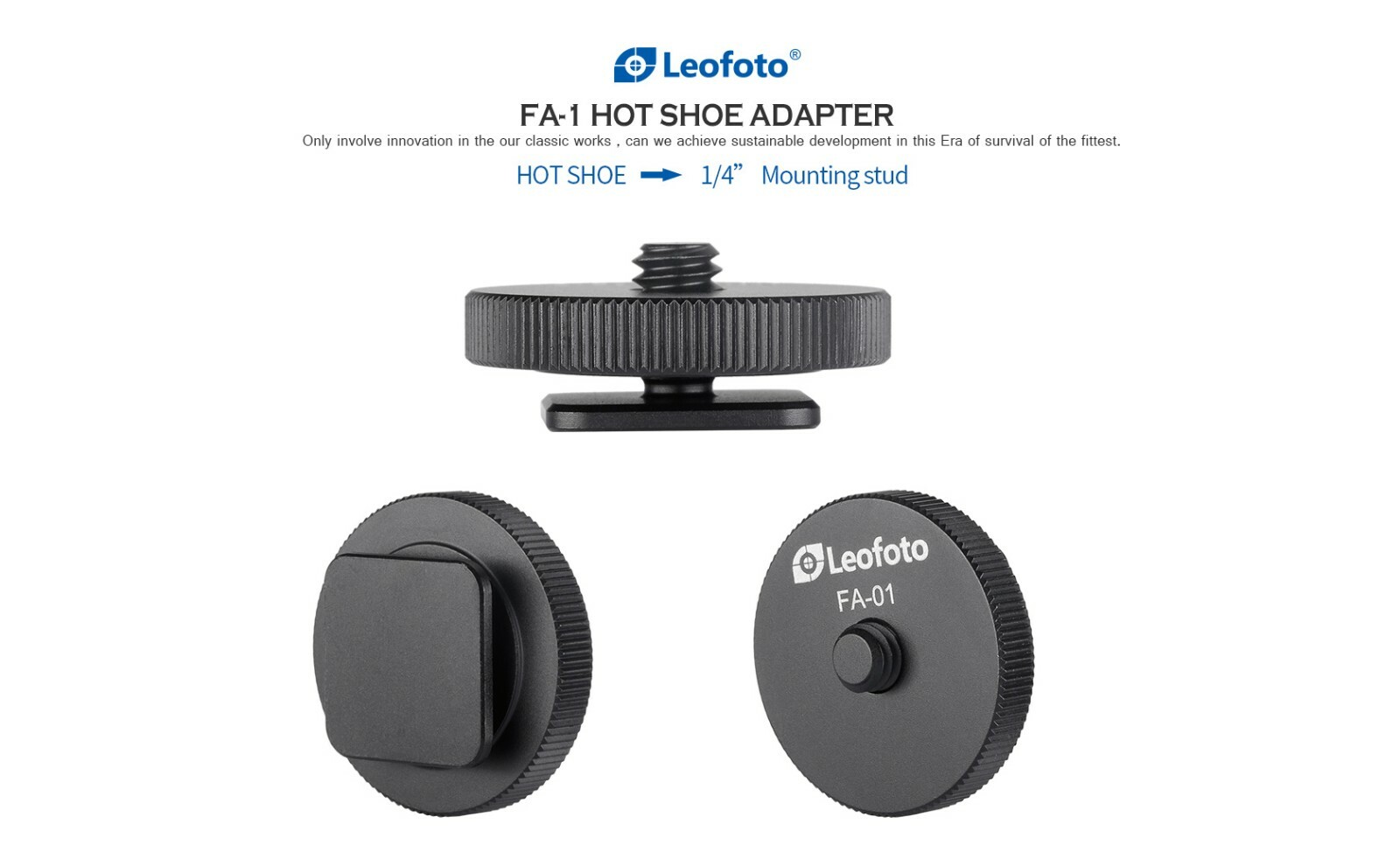【Leofoto USA】Leofoto FA-01 Hot/Cold Shoe to 1/4" Male Adapter Flash Acces