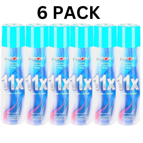 6 Can Neon Butane Fuel 11x  Lighter Refill Cartridge 300 Ml 10.14 Oz Cartridge