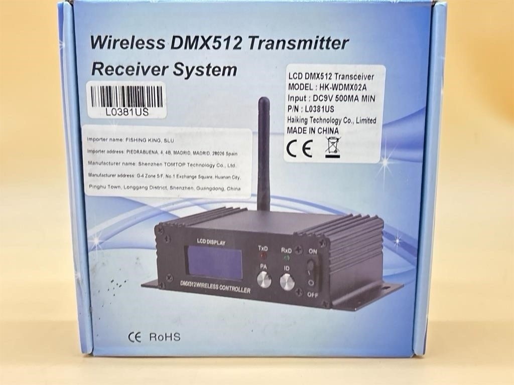 DMX512 Wireless 2.4G Transmitter Receiver System with LCD Display