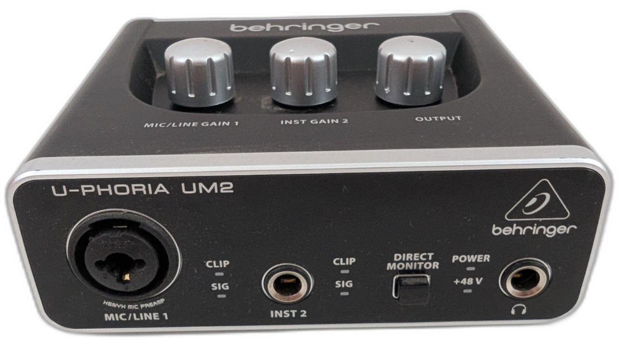 Behringer U-Phoria UM2 USB Audio Interface 2x2 Xenyx Mic Preamp - Tested