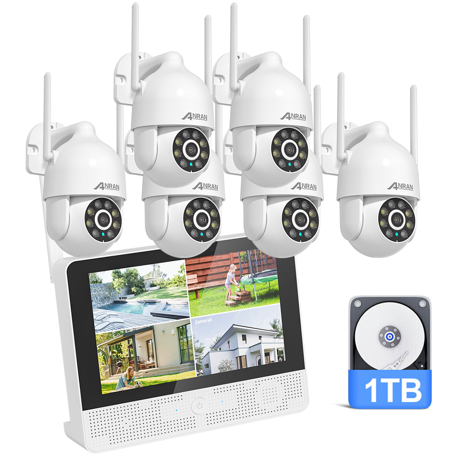 ANRAN 4CH 5MP NVR Security Camera System WiFi IP Camera 2TB Home IP65 IR Night