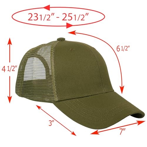 Trucker Hat Baseball Cap Structured Plain Design 6 One Size 1pk Army Green