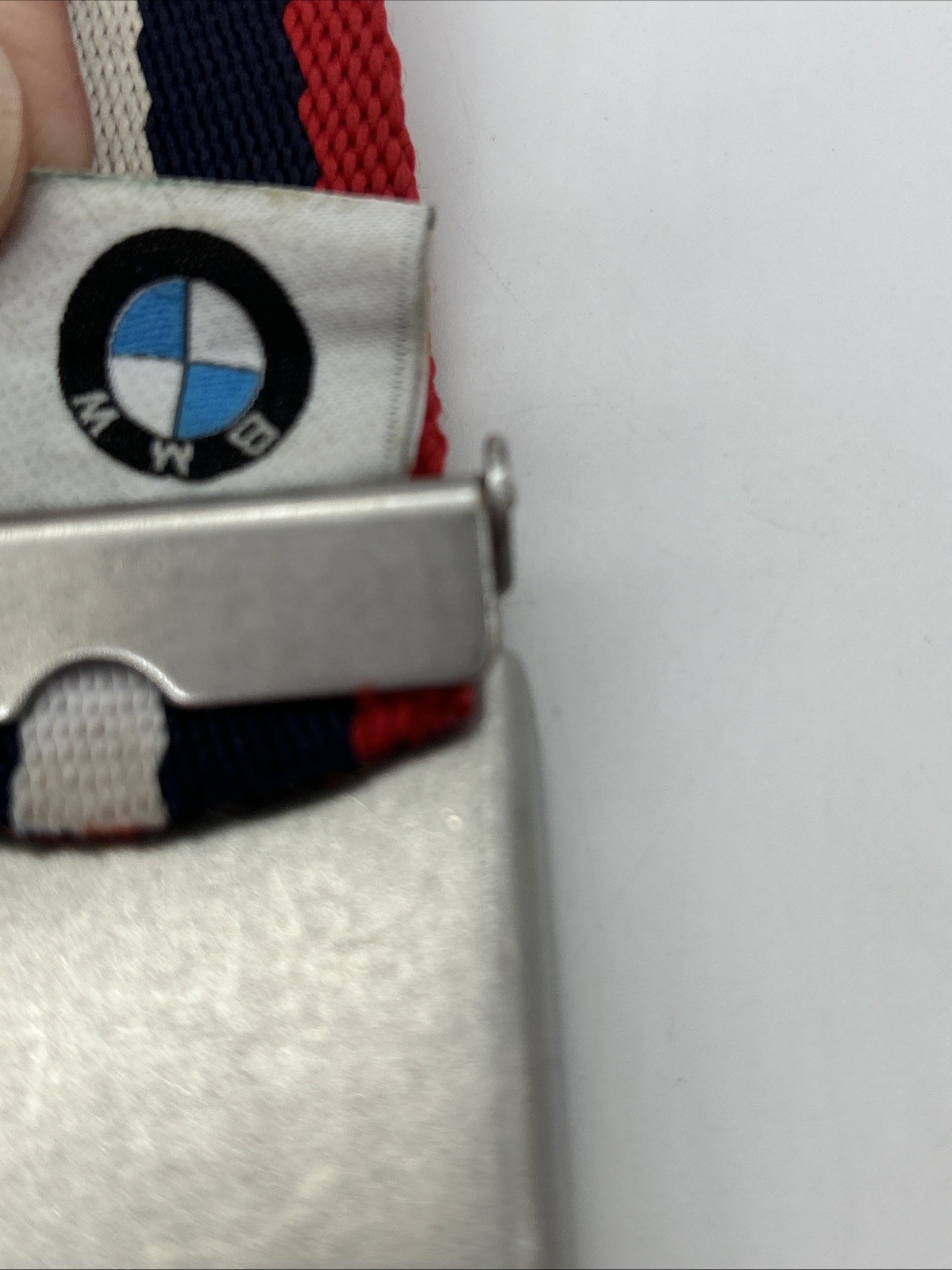 BMW Motorsport Men's Belt 115cm Webbing Metal Buckle Red White Blue