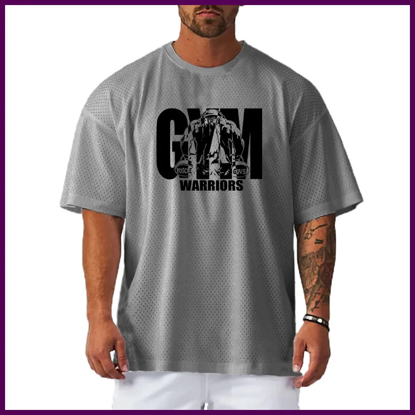 Oversized Loose Men's Casual Sport T-Shirt Gym Bodybuilding Fitness Short Sleeve