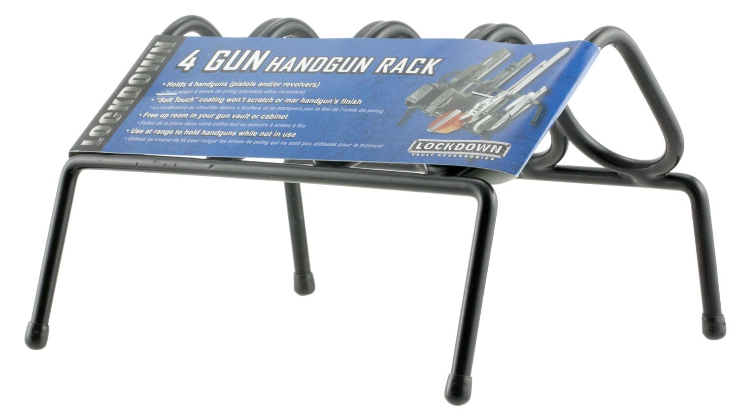Lockdown 4 Handgun Rack with Vinyl Coating for Gun Vault Organization Storage