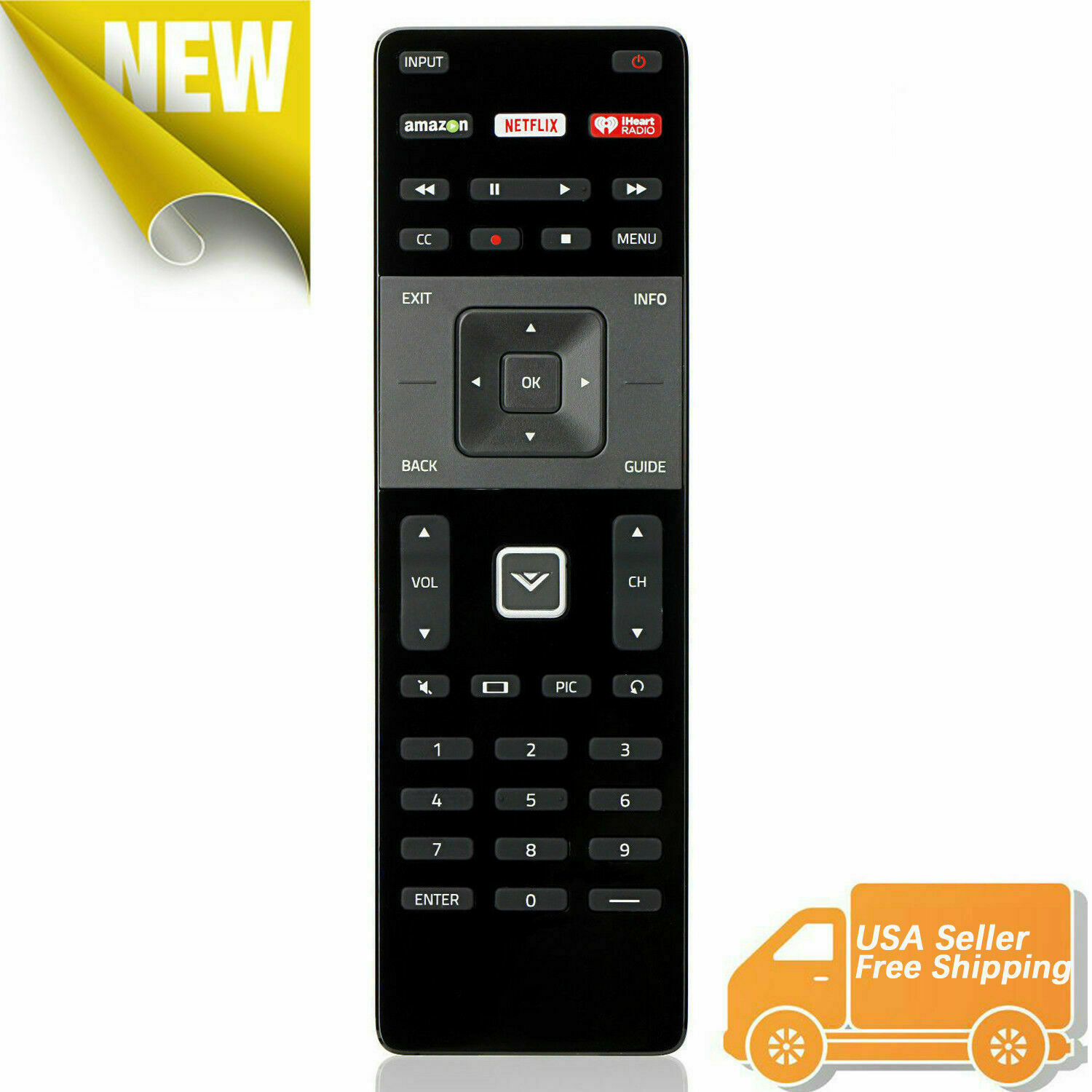 XRT122 for Smart TV Vizio Remote Control w Amazon Netflix IHeart Radio APP Key