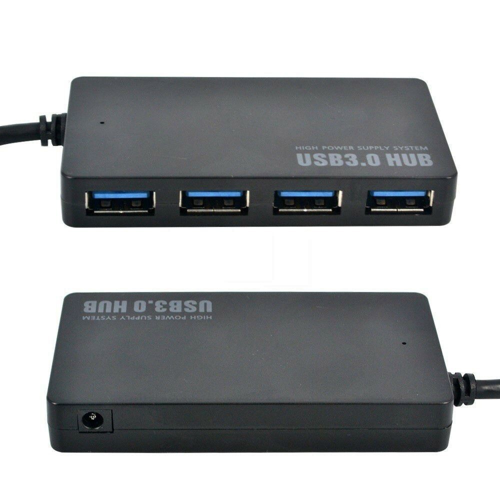 4 Port USB 3.0 Hub Cable Power Adapter Splitter Multiple Extender for Laptop