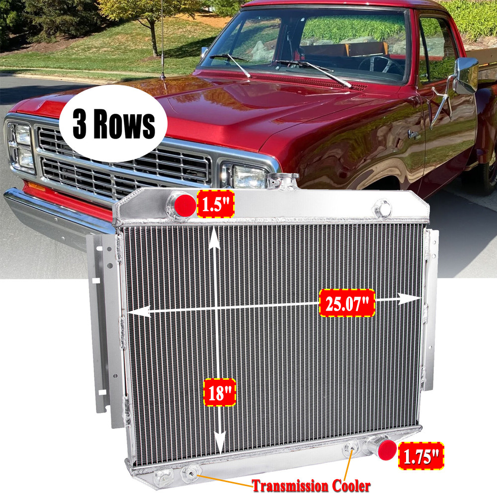 New 3 Rows Radiator For 1971-1979 75 Dodge D100 D150 D200 W100 W200 V8 5.2L/5.9L