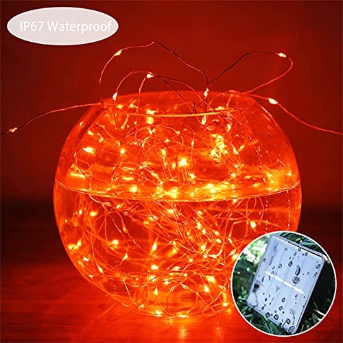 Fall Outdoor Decor, Solar Orange Copper String Lights, Fall Lights Tha
