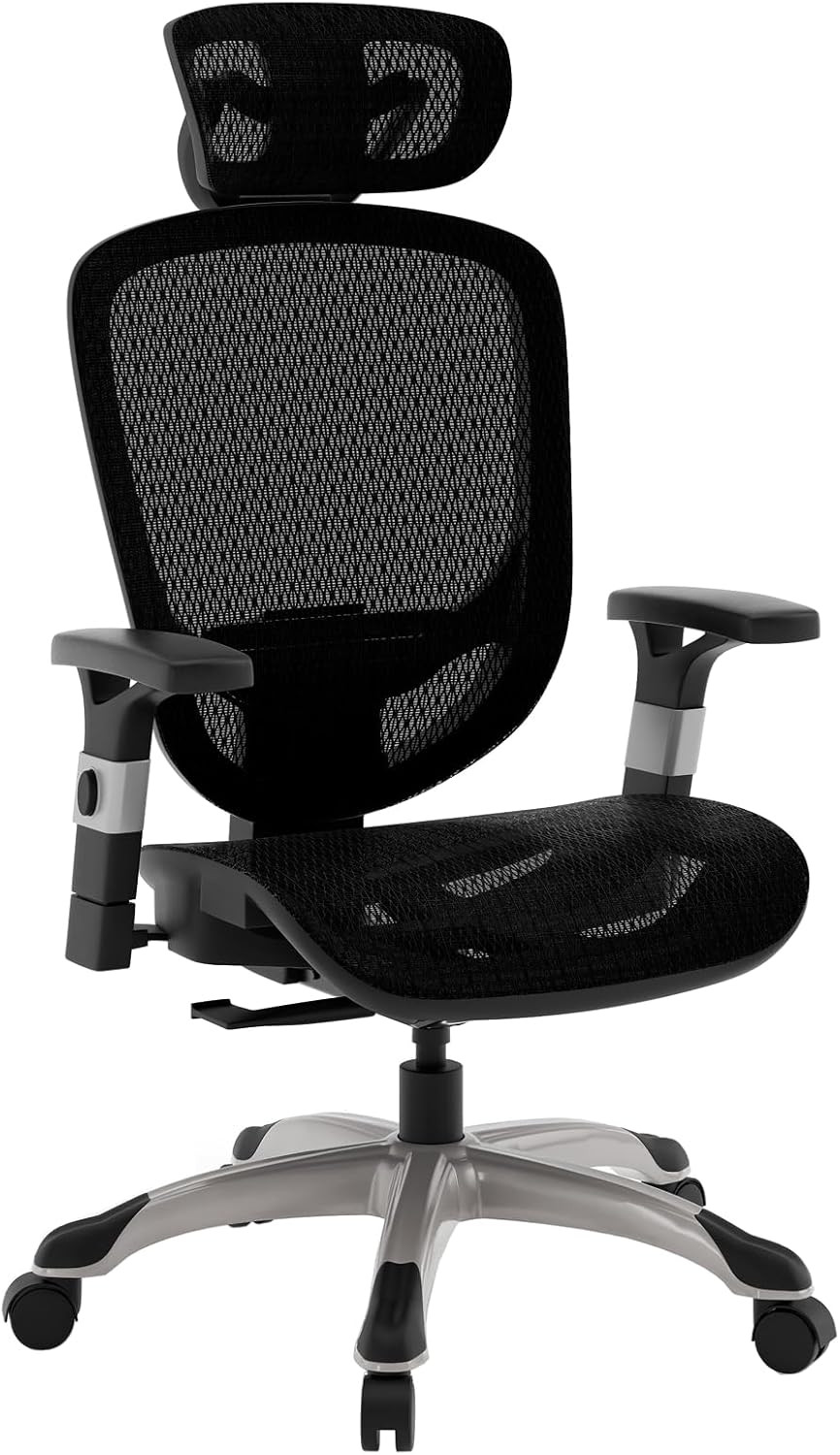 Hyken Ergonomic Task Chair, Mesh, Ergonomic, Lumbar Support, Swivel, Black