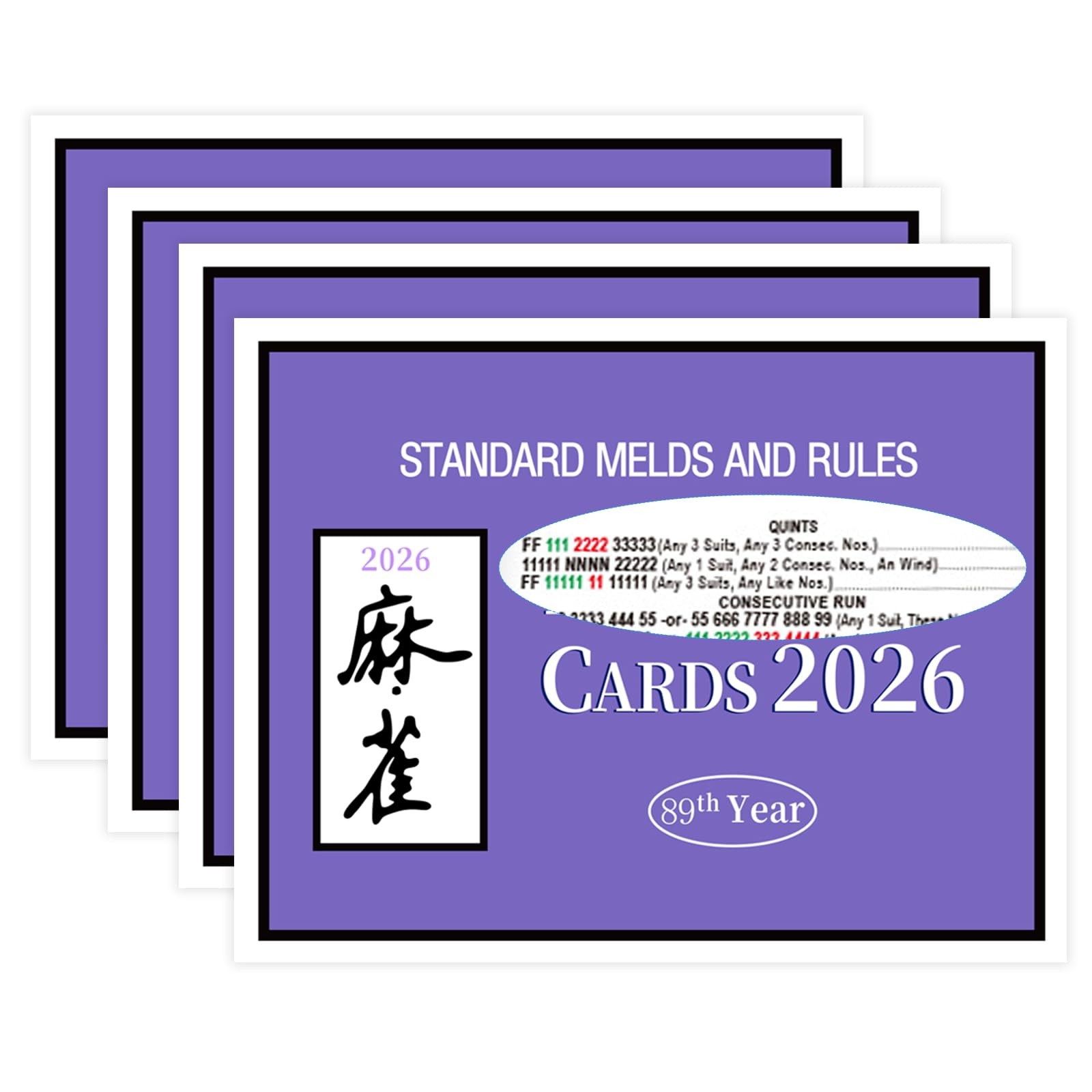 Cyanslen 4 Pcs Mahjong Cards 2026, Large Print and Easy to Read Cards for Mah...