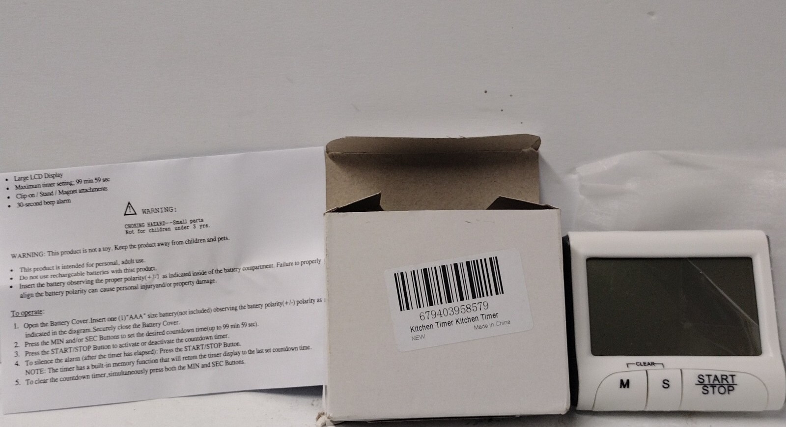 Timer Count Down/Count up Large Screen (White)…