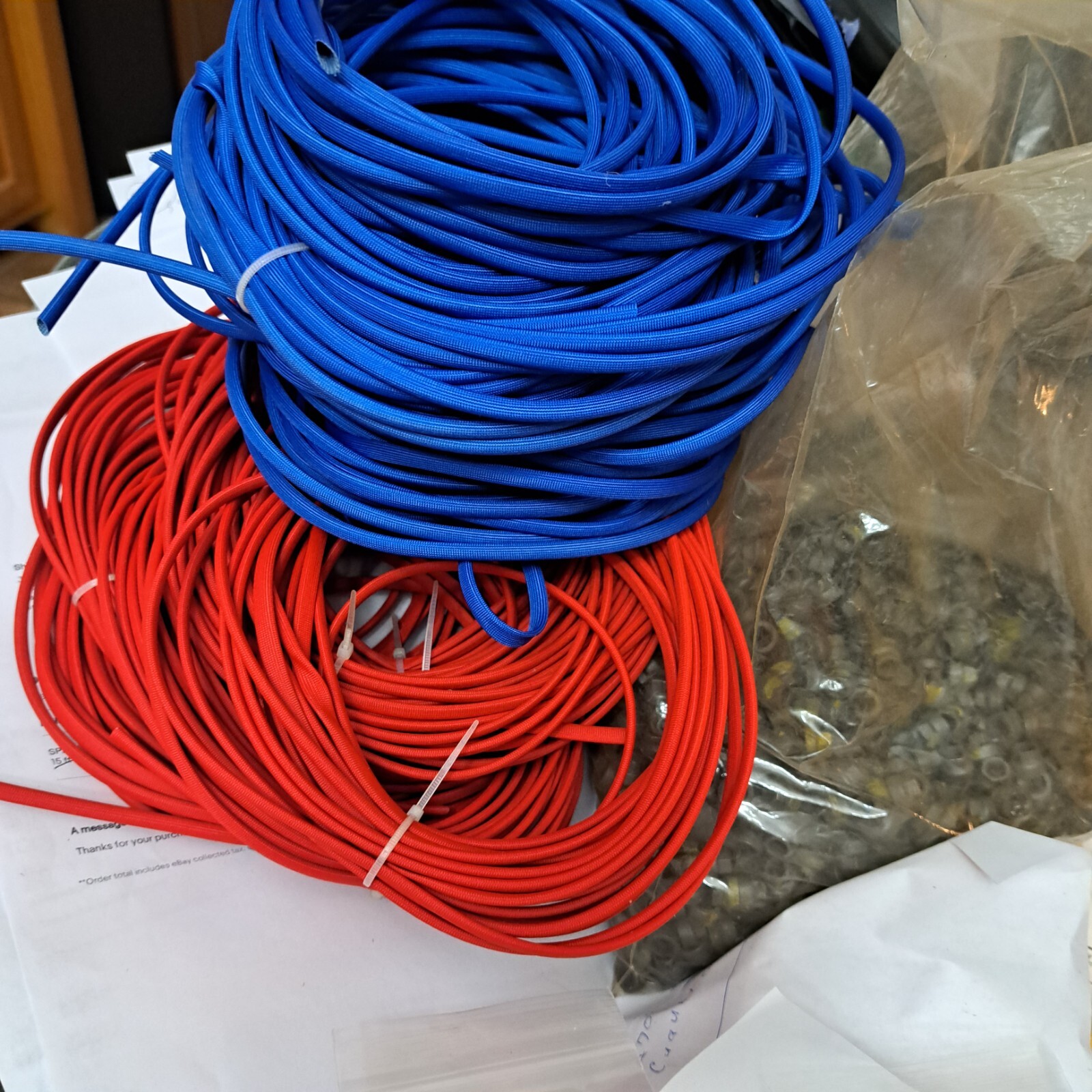 8 gauge-  FIBERGLASS SLEEVING - (25 FEET)- BLUE COLOR