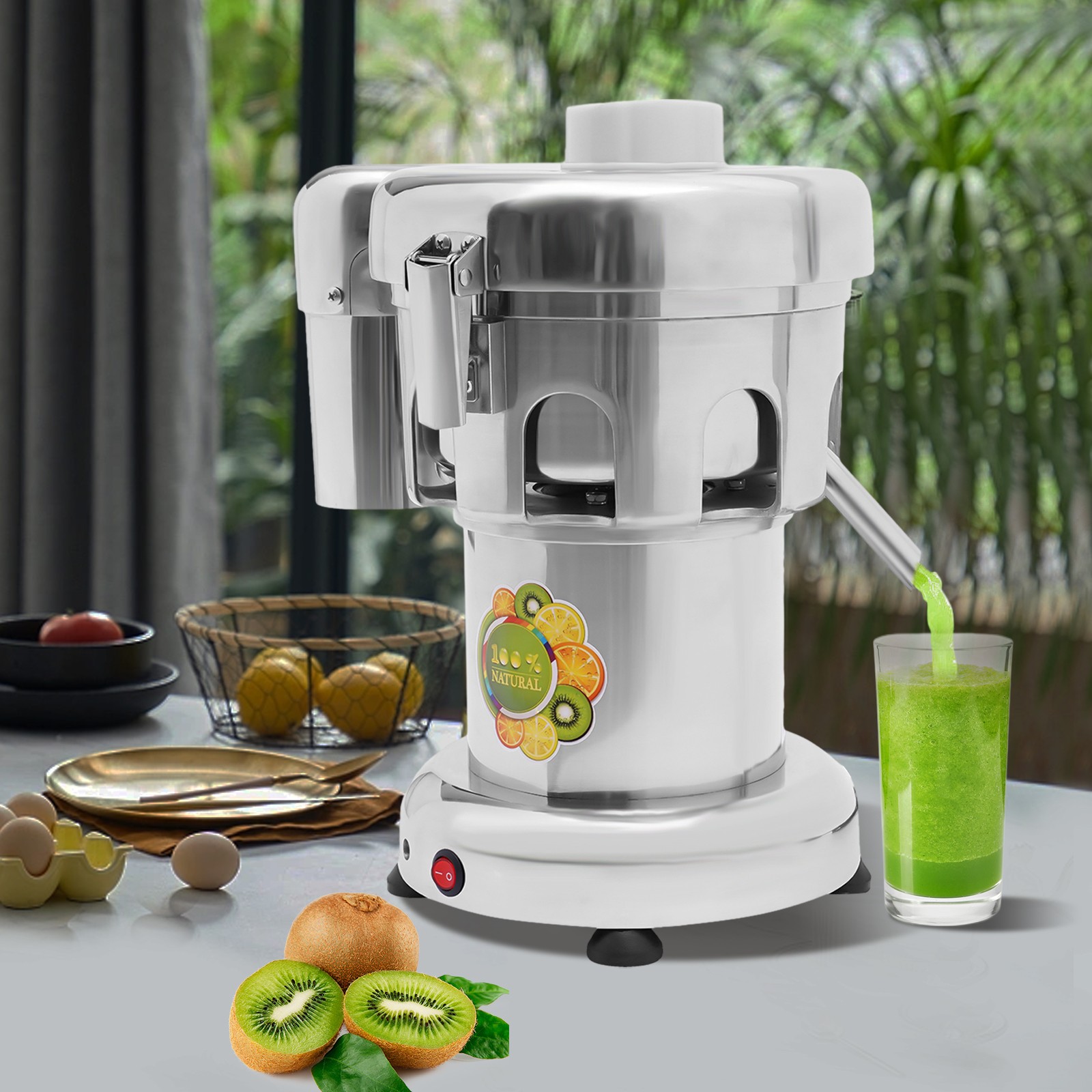 370W Electric Fruit Juice Extractor Centrifugal Juicer Machine Commercial Silver