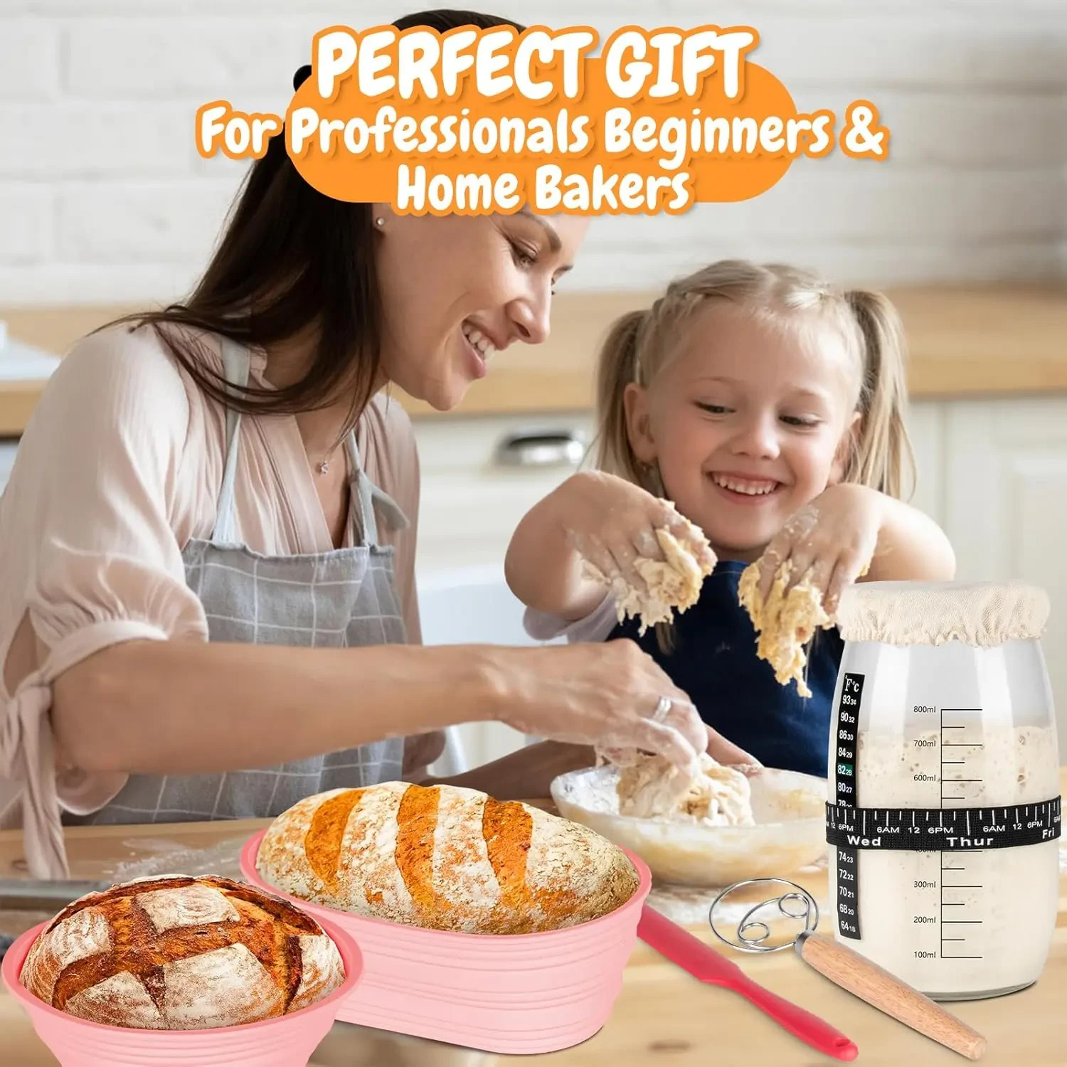 Complete Sourdough Starter Kit | 15-Piece Bread Baking Set | 35oz Glass Jar