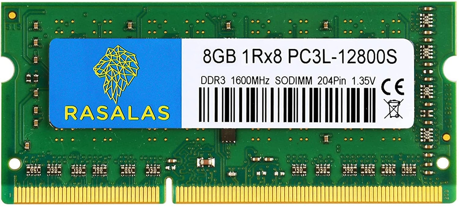 8GB 1Rx8 PC3L-12800S DDR3L 1600MHz DDR3 RAM SODIMM 1.35V CL11 204-Pin PC3-128...