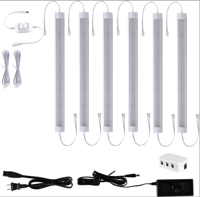 Cabinet Lighting Plug in Cold White 6000K, 6 Pack 11Inch 24v, No Screws/Mounts