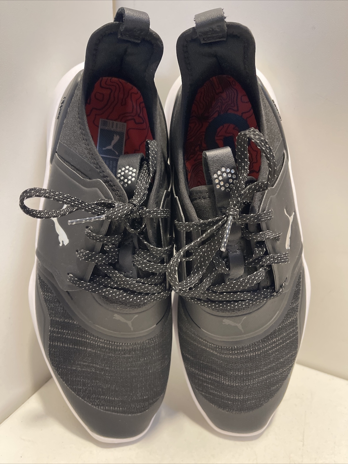 Waterproof Golf Shoes PUMA Ignite NXT Black Silver White EUC Size 7 Non Spike