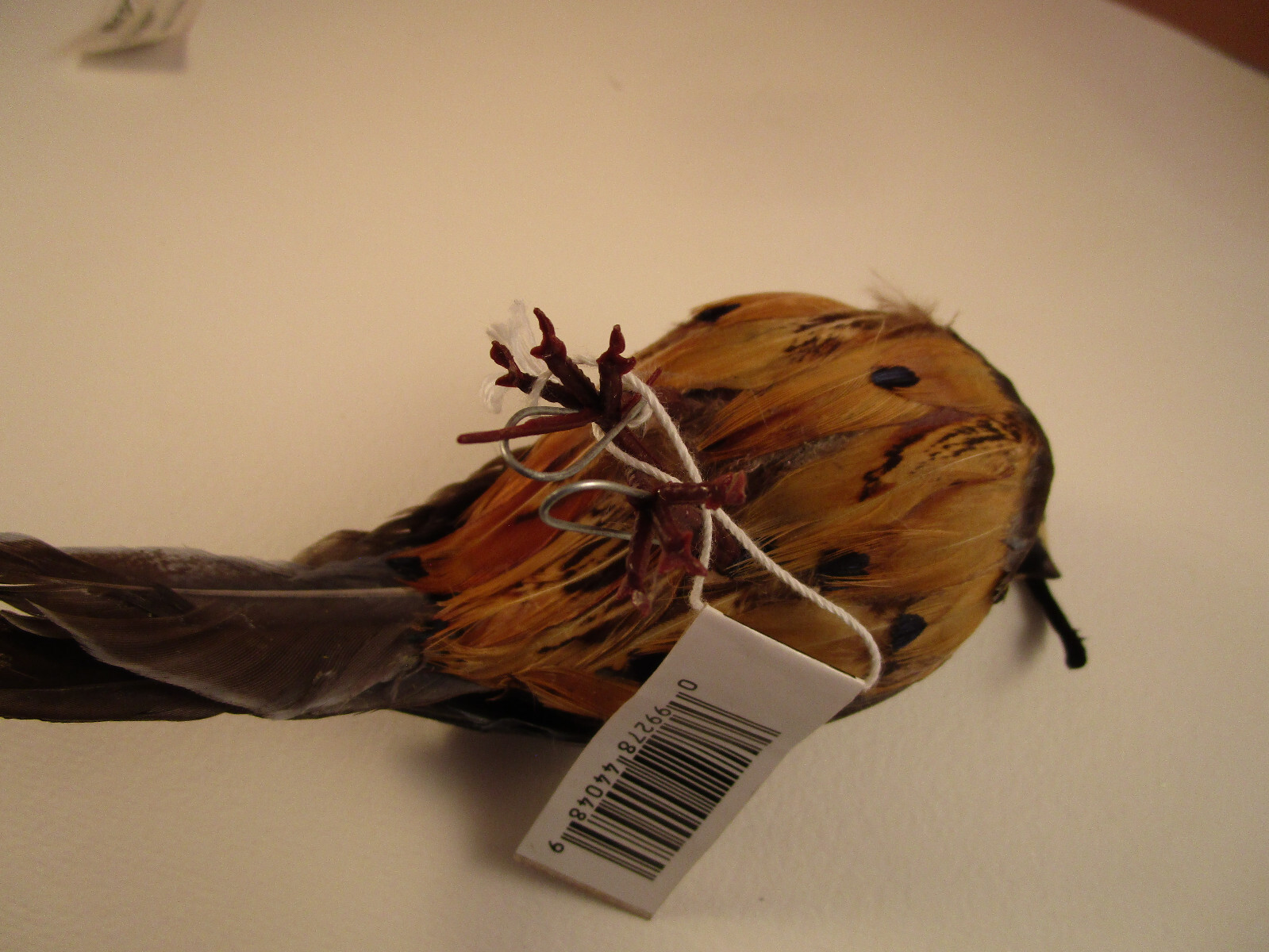 Vintage Napco Pair of Feathered Quails Birds Wire Floral Arrangement NOS