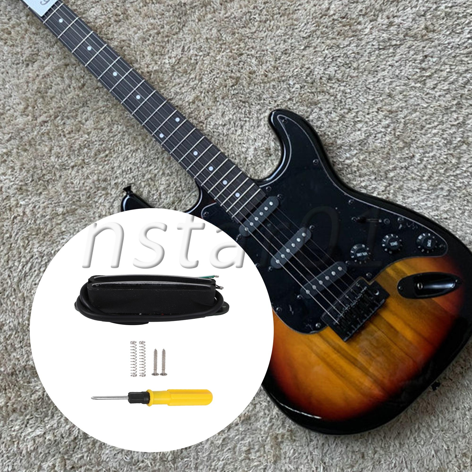 Guitar Pickup Replacement Ceramic Magnet with Screwdriver Screw Set of 2 Black