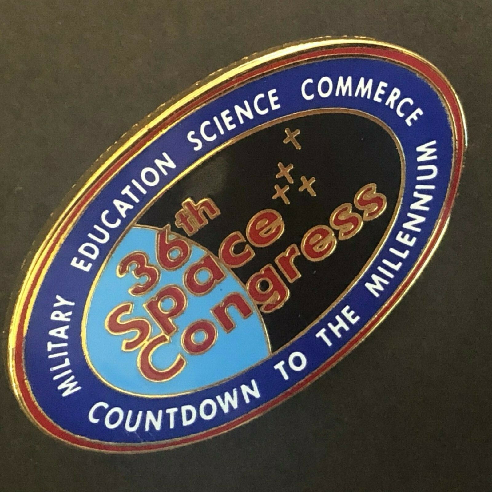 Official NASA Oval Enamel "36th Space Congress" Lapel Pin VGC NOS