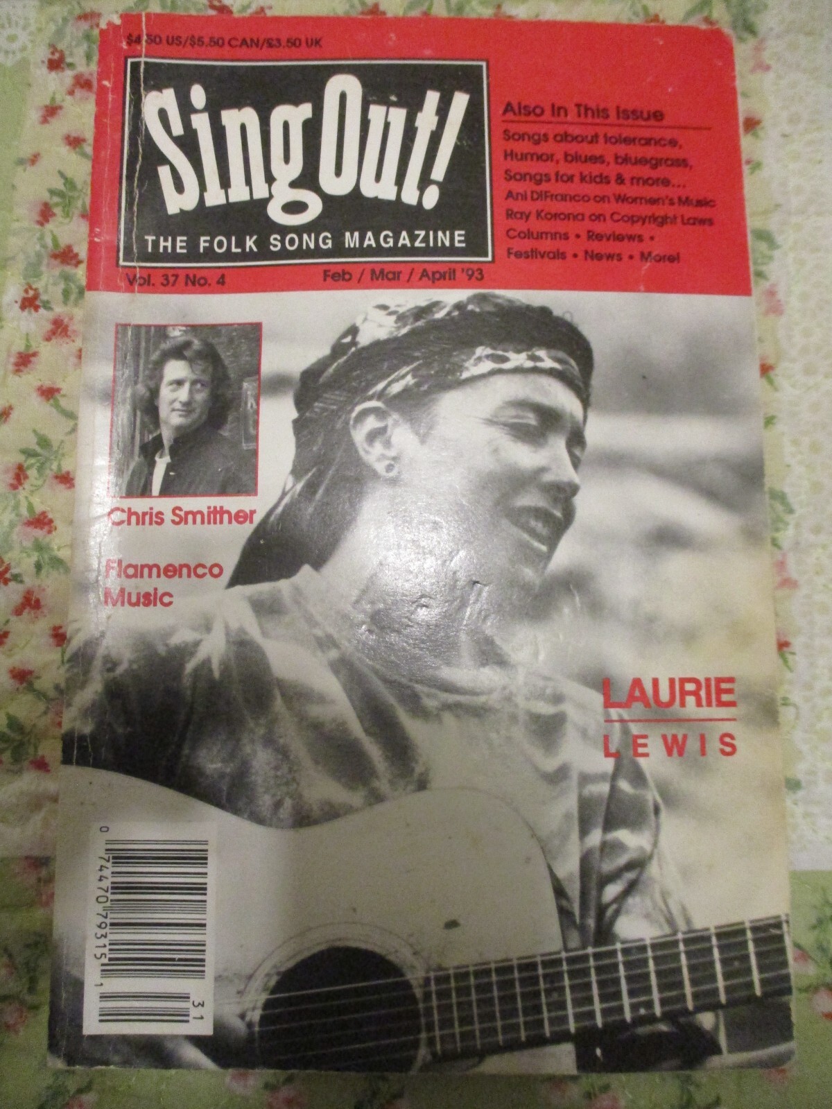 Sing Out Magazine Feb/Mar/April 1993 Laurie Lewis, Chris Smither, Flamenco Music