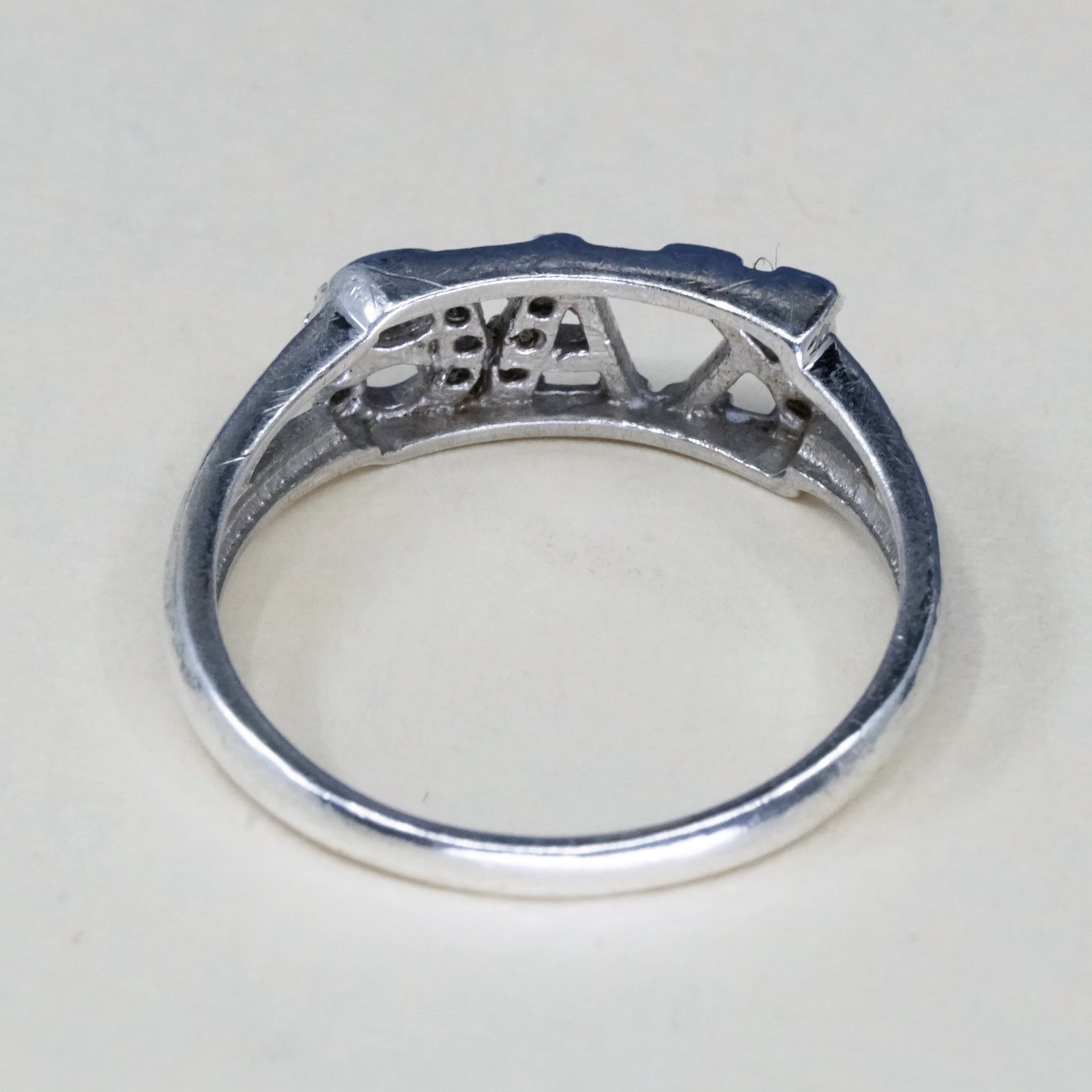 sz 6.25, Sterling silver handmade statement ring, 925 initial “KAO” N diamond