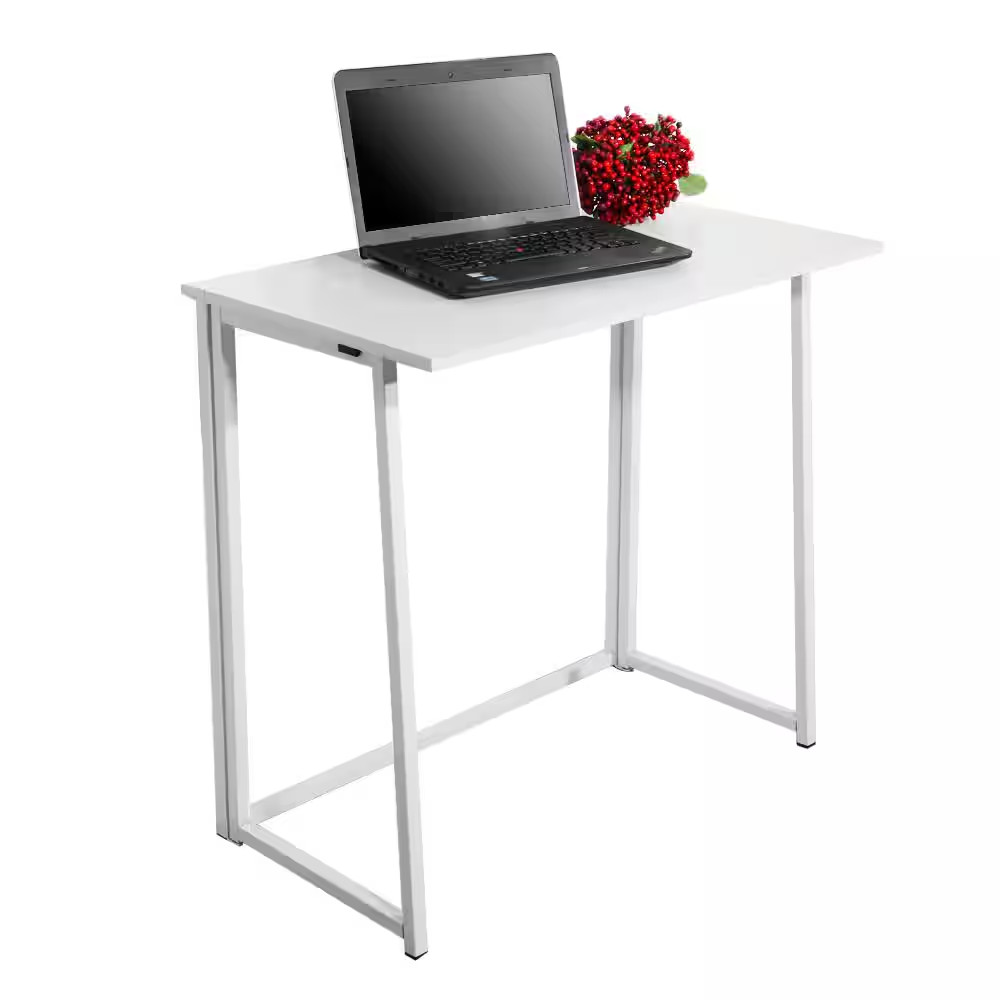 Simple Collapsible 31.5 In. H W Rectangular White Computer Desk