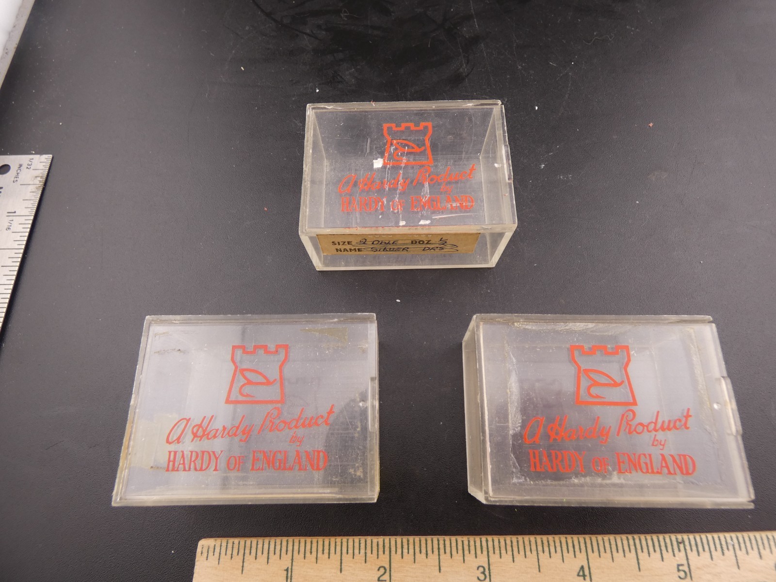 RARE VINTAGE HARDY OF ENGLAND A HARDY PRODUCT ORIGINAL FLY BOXES 3 PIECES