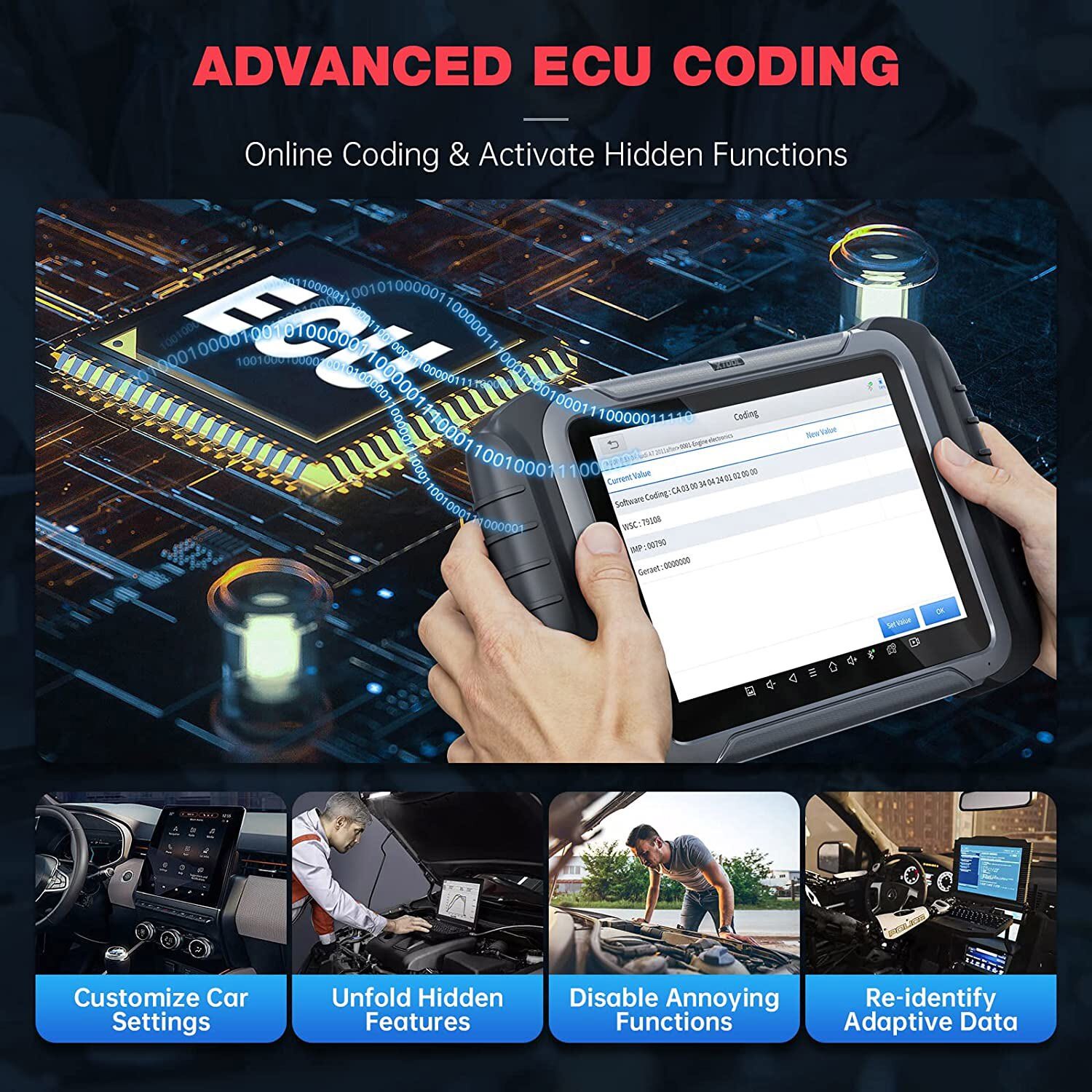 XTOOL D8BT Auto Full System Diagnostic Bidirectional Tool Key Coding 38+ Resets