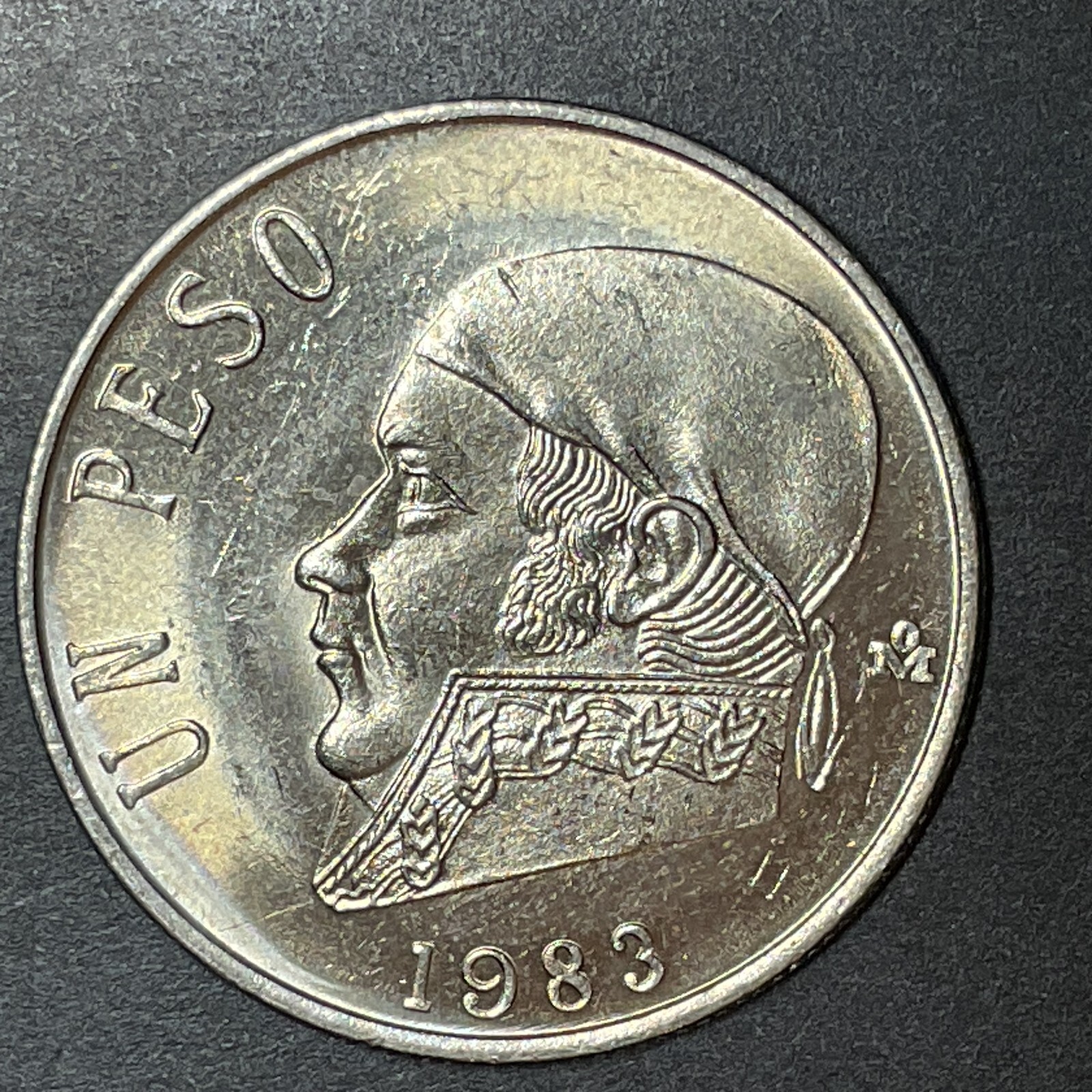 1983 MEXICO ONE 1 PESO coin Morelos UNC Uncirculated Eagle National Emblem