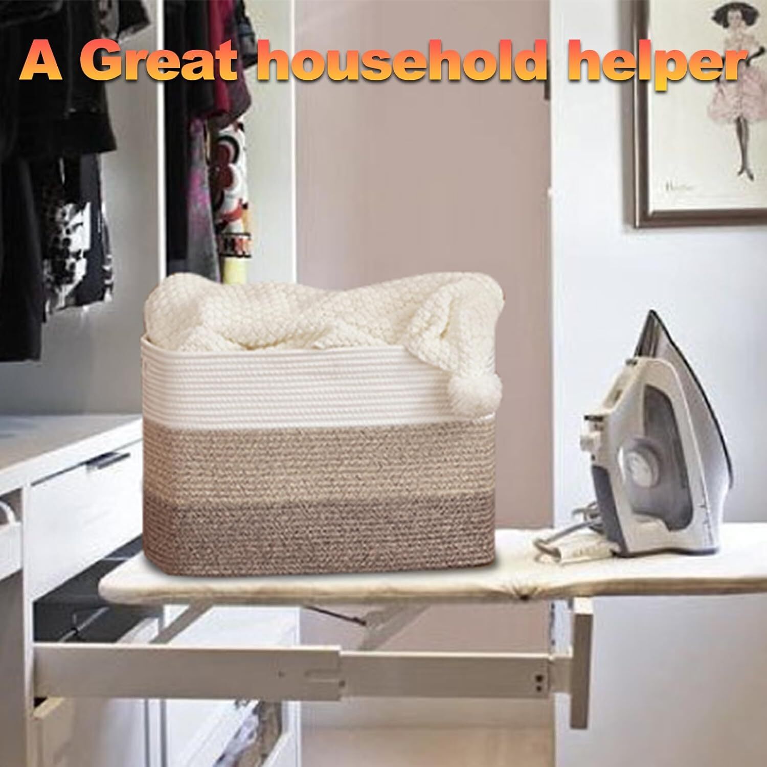 Storage Baskets for Organizing,2 Pack Woven Basket for Storage,Rectangle Baskets