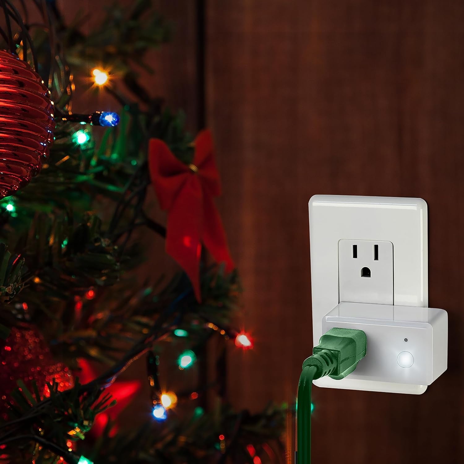 Compact Smart Plug - Voice Controlled Wi-Fi Socket with Built-In Night Light
