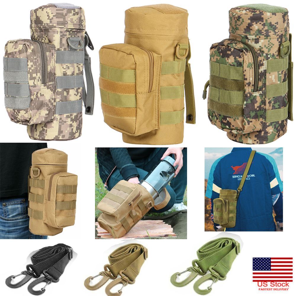 Military Molle Kettle Bag Bottle Carrier Pouch Tactical EDC Water Bottle Holder