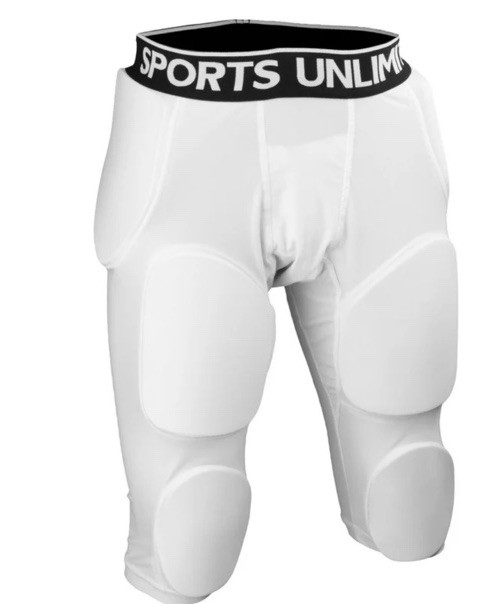 Sports Unlimited Omaha Adult 7 Pad Integrated Football White Girdl, Size S